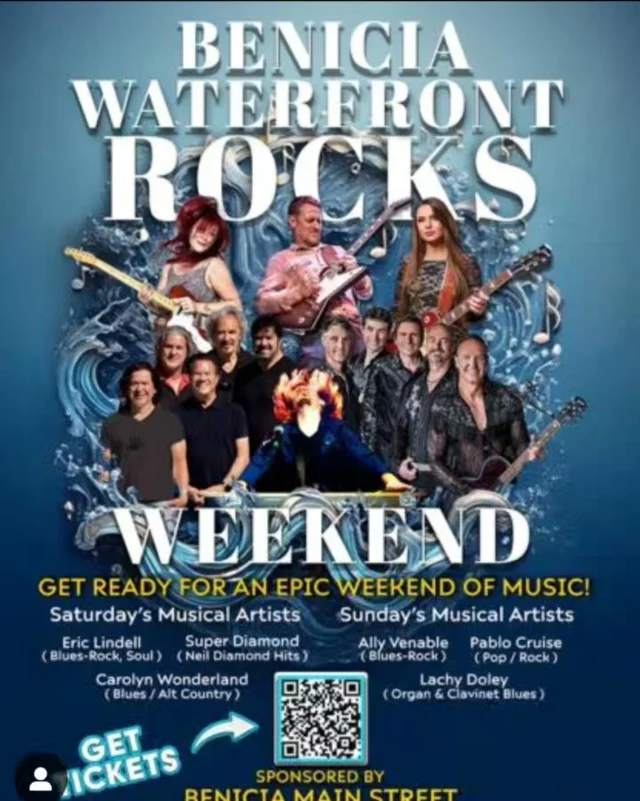 Got tix for Benicia Waterfront Rocks Weekend? It's going down July 26th & 27th - On sale now at beniciawaterfrontrocks.com #beniciamainstreet #beniciawaterfrontrocks #beniciamagazine #visitbenicia